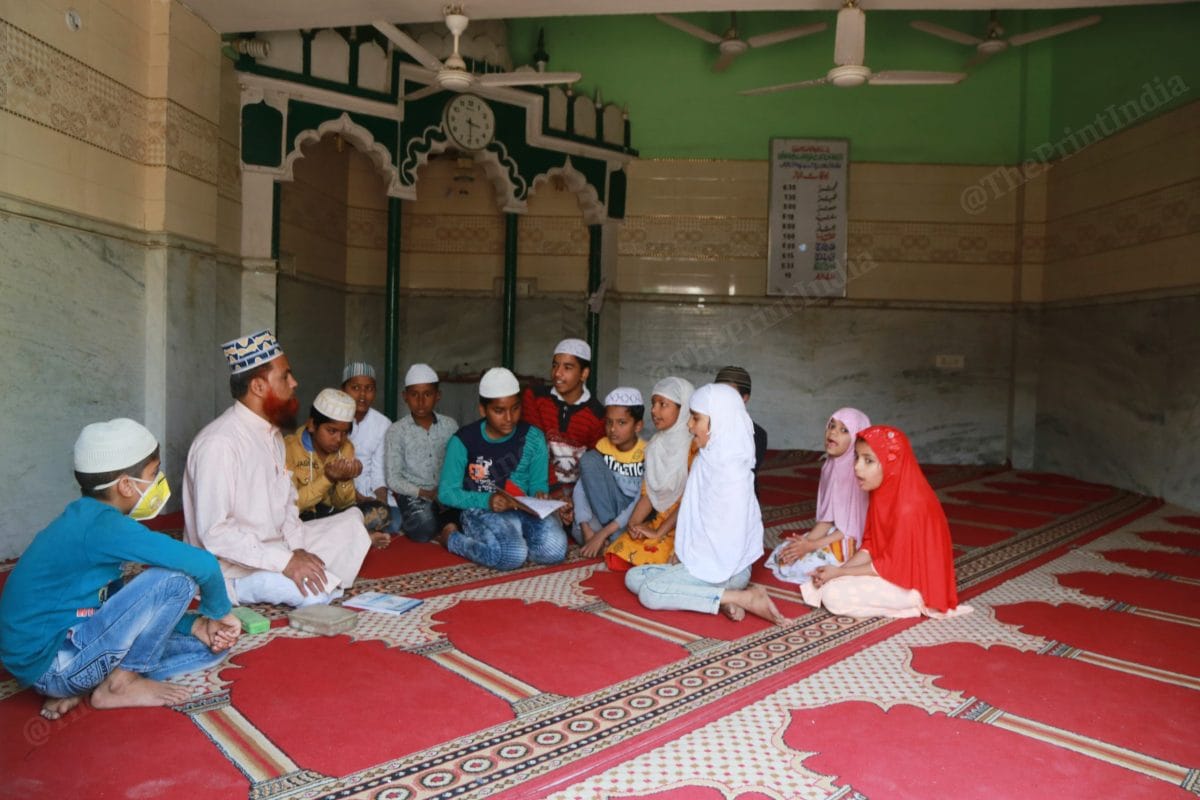 Auliya Masjid in Shiv Vihar is not restored completely because of lack of funds, but kids from nearby areas have started coming for classes | Photo: Manisha ,Mondal | ThePrint