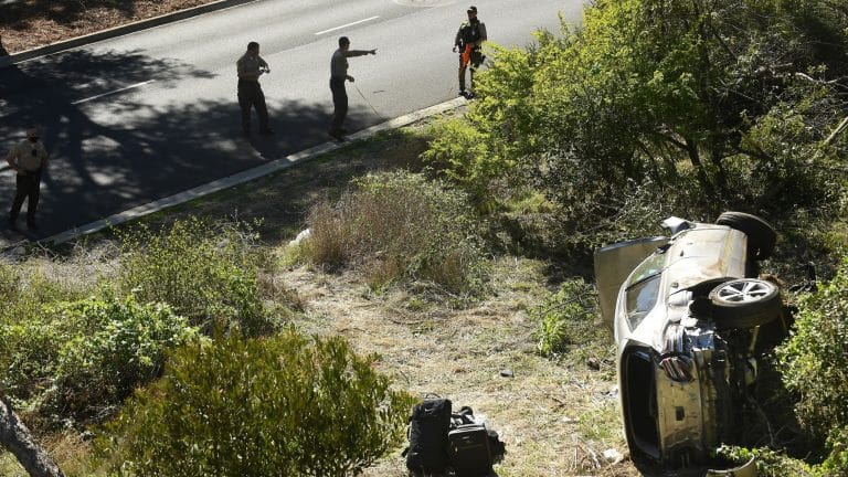 Tiger Woods in hospital with ‘multiple leg injuries’ after car crash near Los Angeles