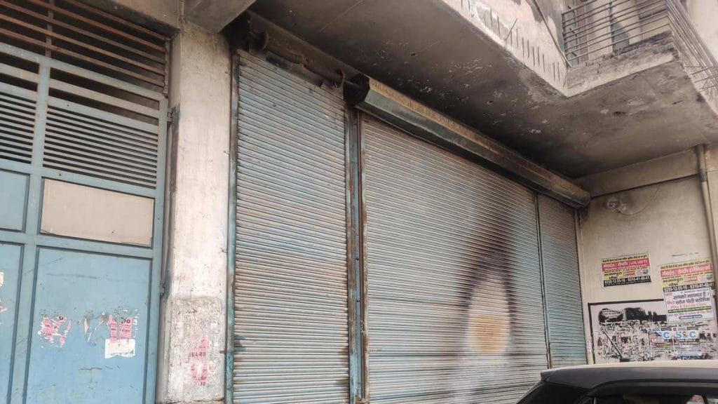 A scorch mark left by the violence in Northeast Delhi outside former AAP councillor Tahir Hussain's house in Chand Bagh | Photo: Bismee Taskin | ThePrint