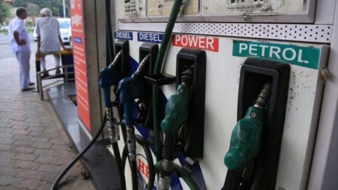 File photo of a fuel pump in New Delhi | Manisha Mondal | ThePrint