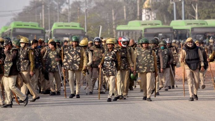 Security tightened at the Singhu border in New Delhi on Monday | ANI