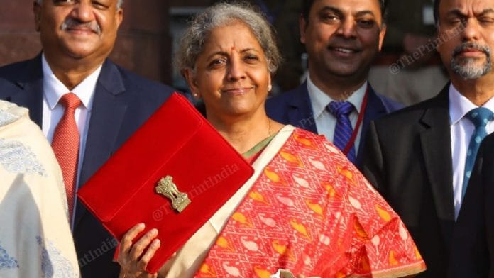 Finance Minister Nirmala Sitharaman ahead of presenting the Budget Monday | Suraj Singh Bisht/ThePrint