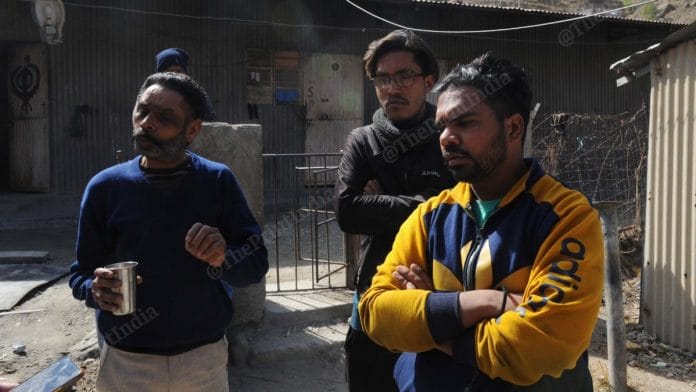 Workers Naib Singh (left) and Harpal Singh (right) outside their accommodation at the Tapovan hydro power project that was severely damaged in the Uttarakhand flash-flood | Photo: Suraj Singh Bisht | ThePrint