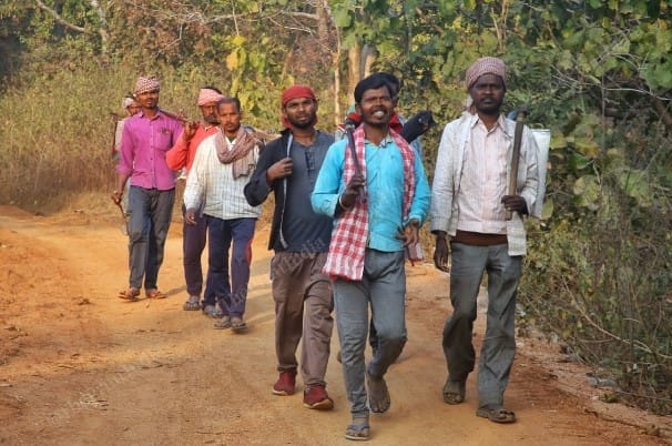 Sanjay Singh (wearing red gamcha) survived the January accident but is now back in the mines | Photo: Pravin Jain/ThePrint