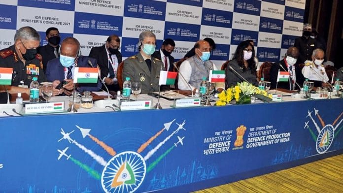 Defence Minister Rajnath Singh at the IOR Defence Ministers’ Conclave during the Aero India in Bengaluru on 4 February. | Photo: ANI