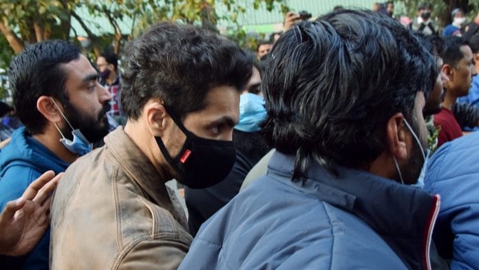 Deep Sidhu being presented in Tis Hazari court after being arrested by the Delhi Police Special Cell team, in New Delhi on 9 February 2021. | Photo: ANI