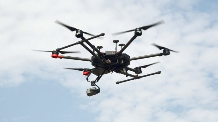 Representational image. | Special Operation Group using drones to monitor a curfew imposed by the administration, in Srinagar in August 2020. | Photo: ANI
