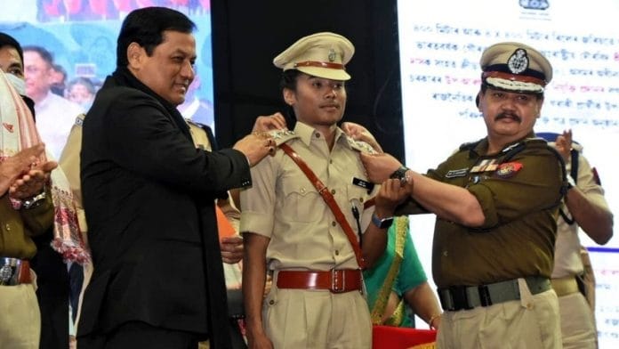 Sprinter Hima Das at the Assam Police induction ceremony in Guwahati on 26 February. | Photo: Twitter/Hima Das