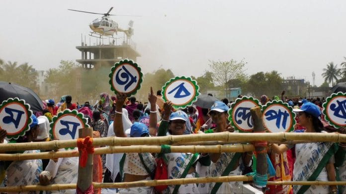 Women supporting the Trinamool Congress at Chief Minister Mamata Banerjee's election rally in Bankura, West Bengal | Representational image: PTI
