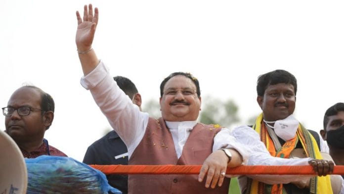 BJP president J.P. Nadda at a rally in Bengal on 23 March | Twitter | @JPNadda
