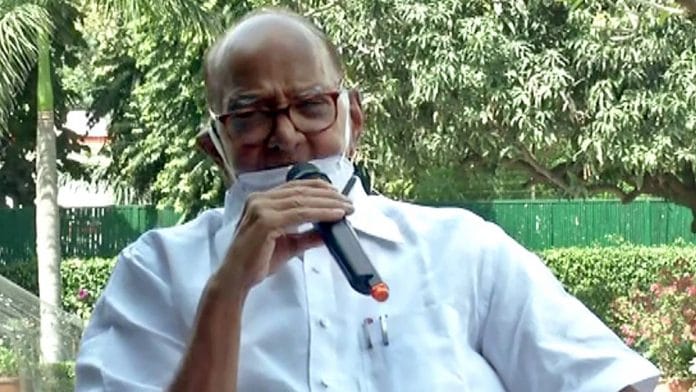 NCP chief Sharad Pawar addresses the media in New Delhi on 21 March 2021 | ANI