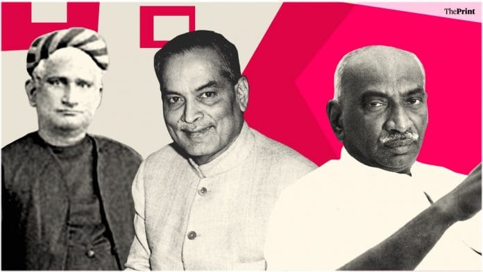 (From left) Bankim Chandra Chattopadhyay, B.C. Roy and K. Kamaraj | Illustration: Soham Sen