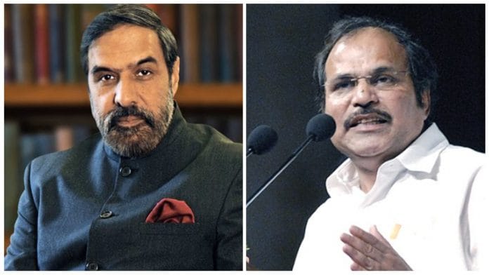 Anand Sharma (left) and Adhir Ranjan Chowdhury | Twitter/wikimedia commons