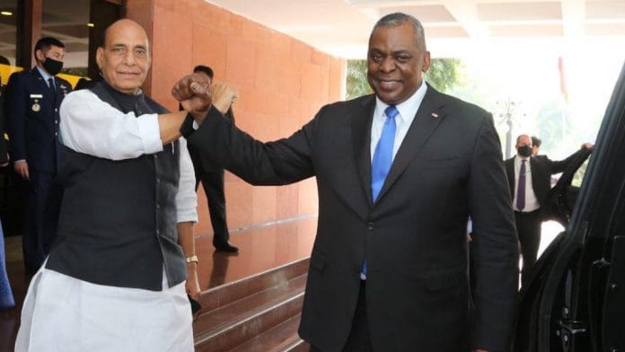 Defence Minister Rajnath Singh (left) and the visiting US Defence Secretary Lloyd Austin | Ministry of Defence