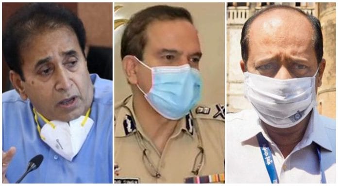 File photo of Anil Deshmukh, Sachin Waze and Param Bir Singh (L-R) | Twitter, ANI, PTI