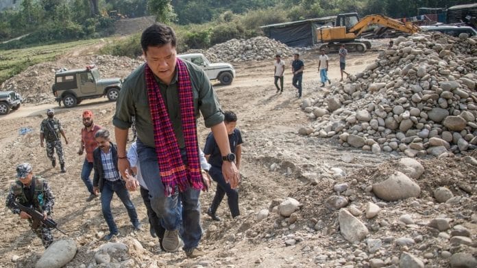 Arunachal Pradesh CM Pema Khandu during his 157-km-long journey to reach Vijaynagar. | Photo: Twitter/@PemaKhanduBJP