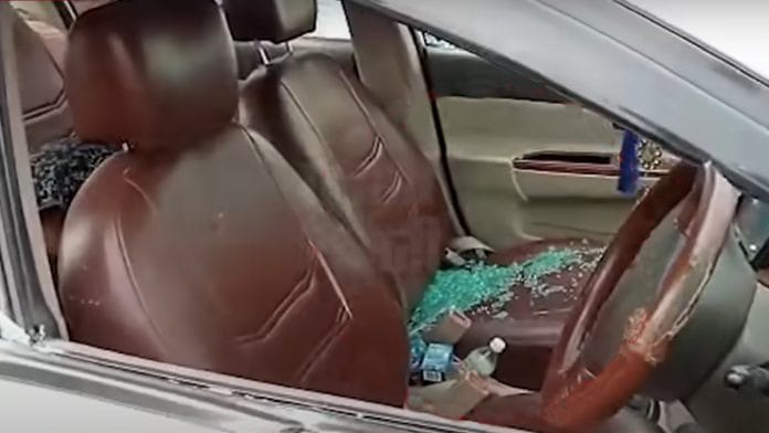 The car in which the victims were travelling in Ambala | YouTube video grab