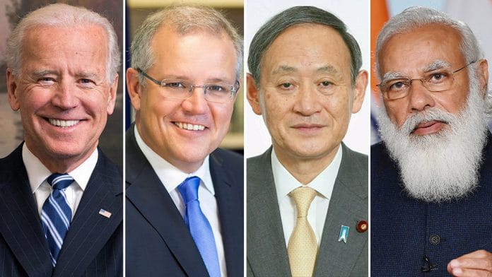 (L-R) US President Joe Biden, Australia PM Scott Morrison, Japan PM Yoshehide Suga and PM Narendra Modi