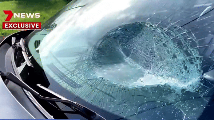 Screengrab of the car attacked by Indian group in Sydney