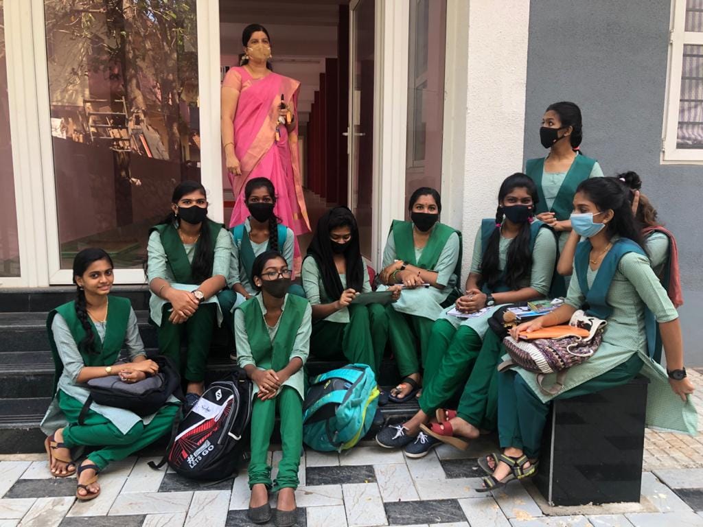 Students at Cotton Hill government girls school in Thiruvananthapuram, which has been refurbished with KIIFB funds. Photo: Jyoti Malhotra/ThePrint
