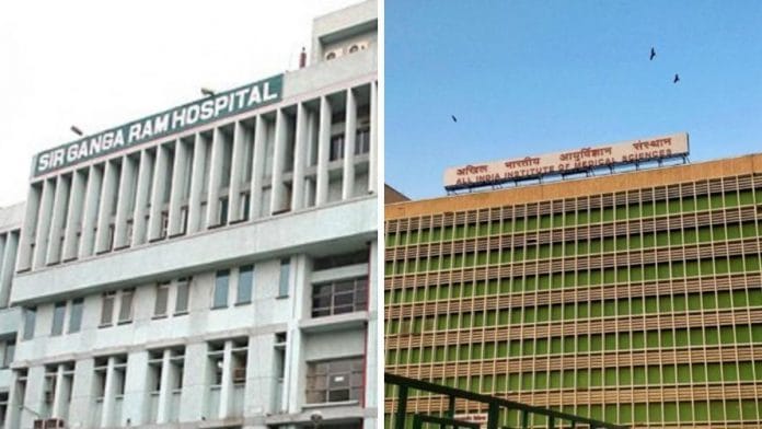 Sir Ganga Ram Hospital and AIIMS in New Delhi | Photo: ThePrint/Facebook