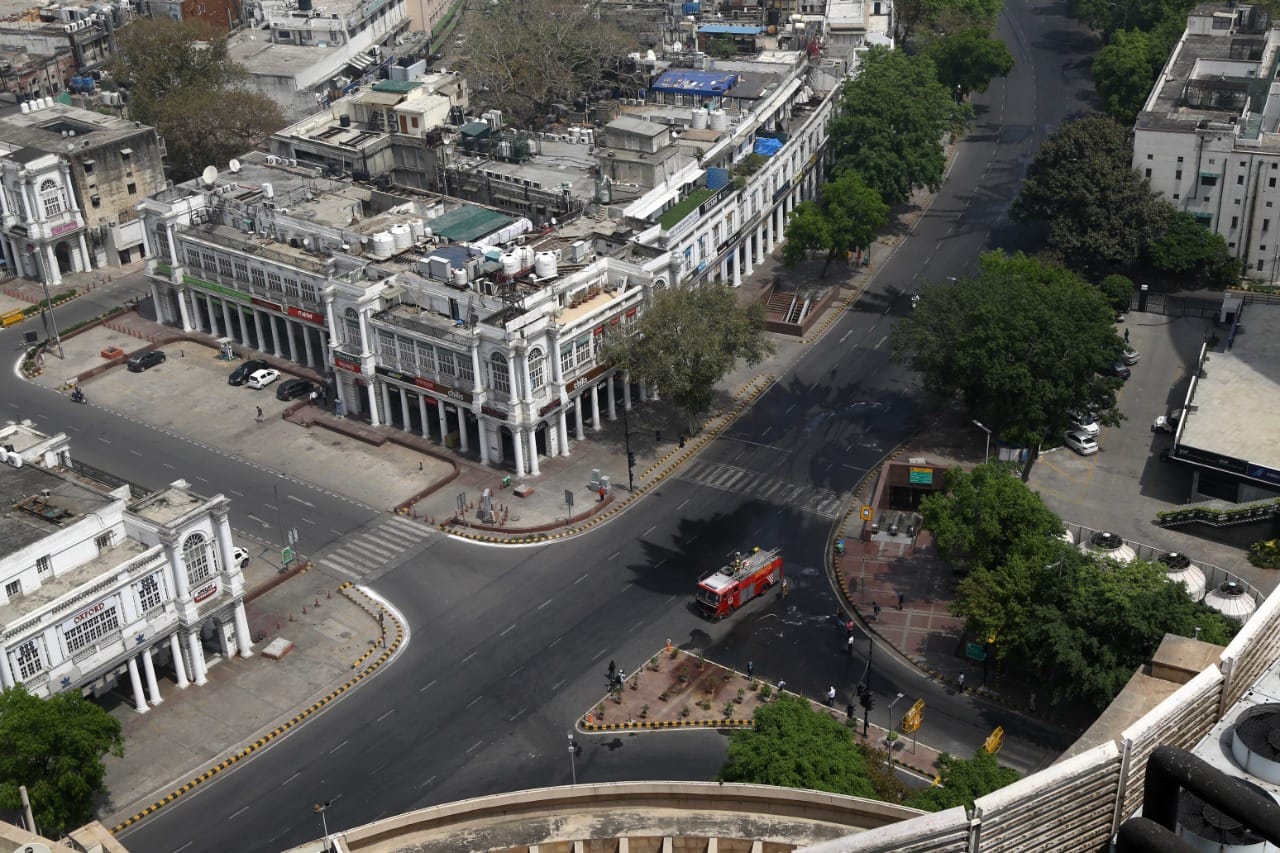 A shot of Connaught Place in New Delhi — usually seen teeming with people — during last year's lockdown | Praveen Jain | ThePrint 