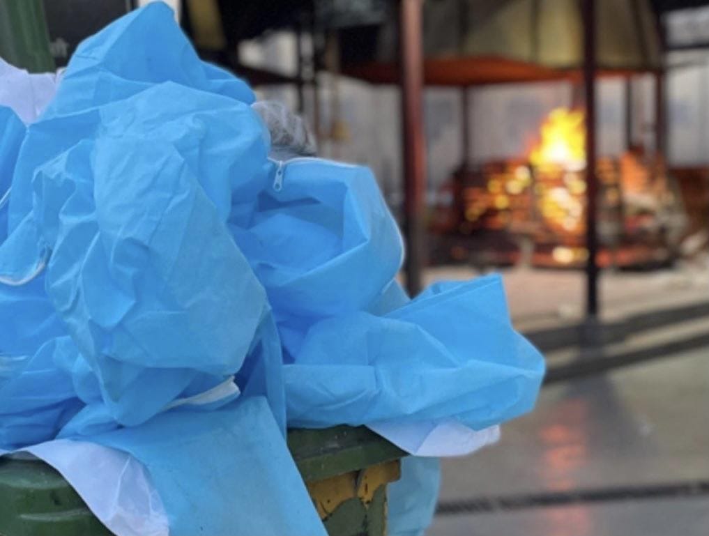 Disposed of PPE equipment at the Lodhi Road cremation ground | Tenzin Zompa | ThePrint