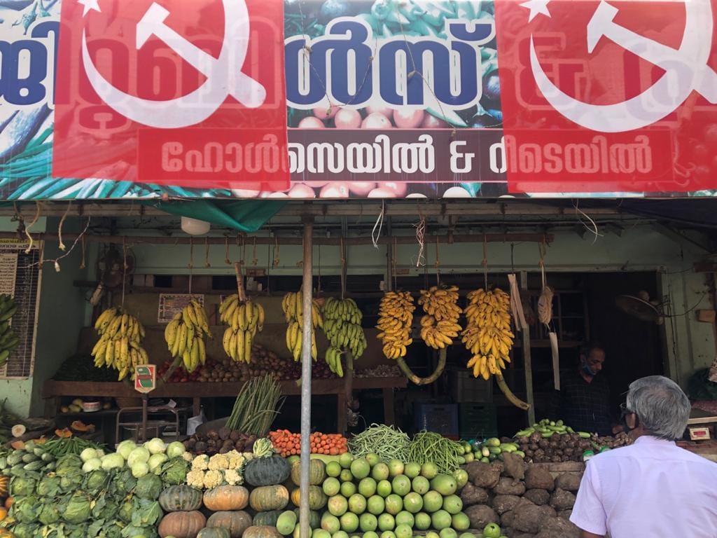 CPI(M) flags in Choonad, a village in central Kerala | Photo: Jyoti Malhotra/ThePrint