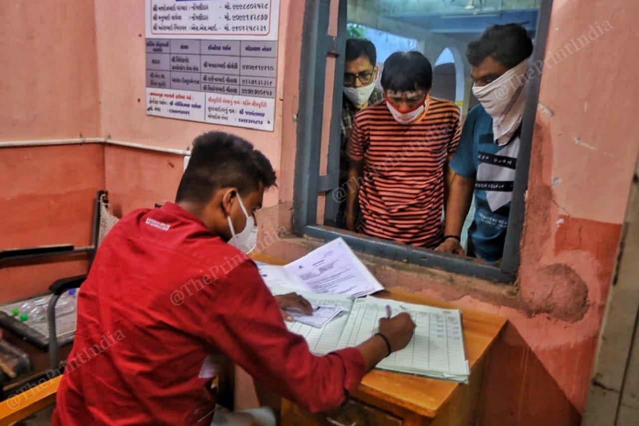 The incharge at Ellisbridge crematorium refused to speak to the media. He said the corporation has given us strict orders to not let media in | Photo: Praveen Jain | ThePrint