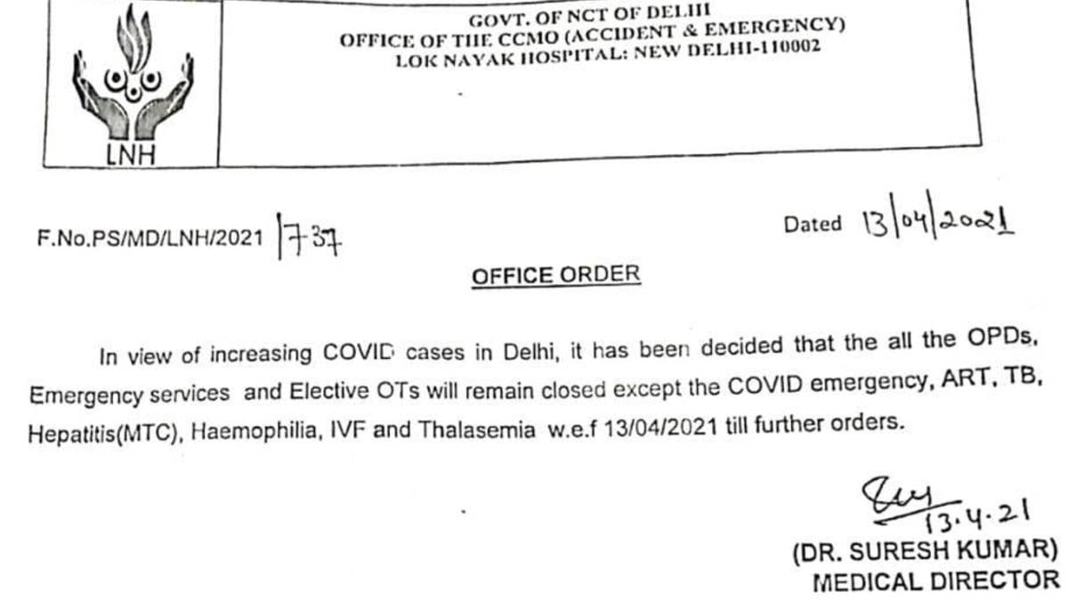 The LNJP notice for non-Covid patients. 