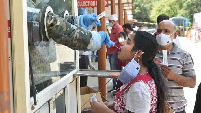 Covid testing in Lucknow on 25 April 2021 | Representational image | Photo: Nand Kumar | PTI