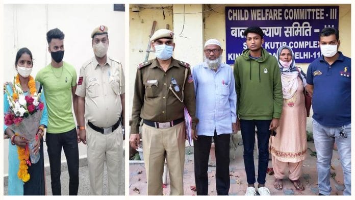 Kailash with his mother (left) and Shahrukh with his parents, after they were reunited with their families | Photo by special arrangement