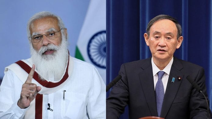 Narendra Modi and Japan PM Yoshihide Suga (file photo) | PTI/Commons
