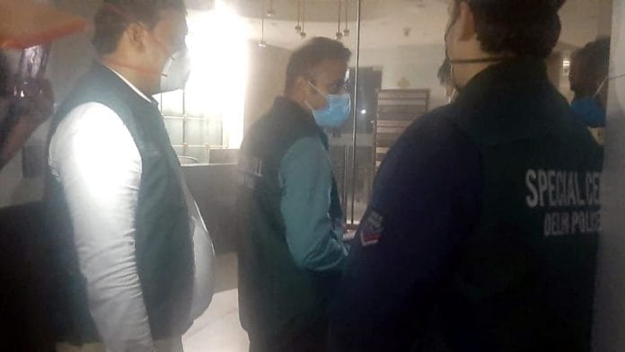 A team of Delhi Police Special cell at Twitter India office at Lado Sarai on 24 May 2021 | ANI