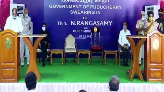 N Rangasamy swears in Puducherry CM on 7 May, 2021 | Twitter
