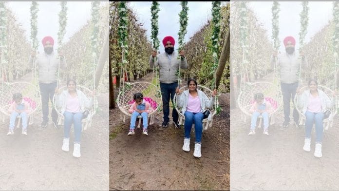 Gurpreet Singh, with wife Tejinder (right) and daughter Manseerat at a park in Australia last year. Gurpreet is currently stuck in India because of the travel ban | Photo: Gurpreet Singh