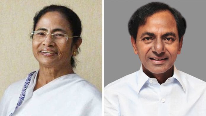 West Bengal Chief Minister Mamata Banerjee and her Telangana counterpart K. Chandrashekhar Rao | Wikimedia commons