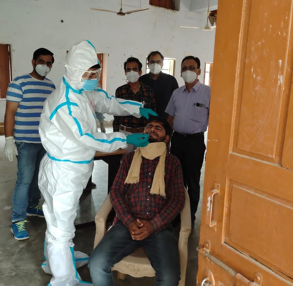 People are tested for Covid-19 at the Community Health Centre in Siswal | Reeti Agarwal | ThePrint