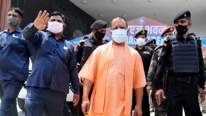 Uttar Pradesh Chief Minister Yogi Adityanath visits a Covid Hospital set up by DRDO, at Avadh Shilpgram, in Lucknow on 30 April 2021 | ANI