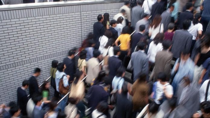 crowds of people in a city