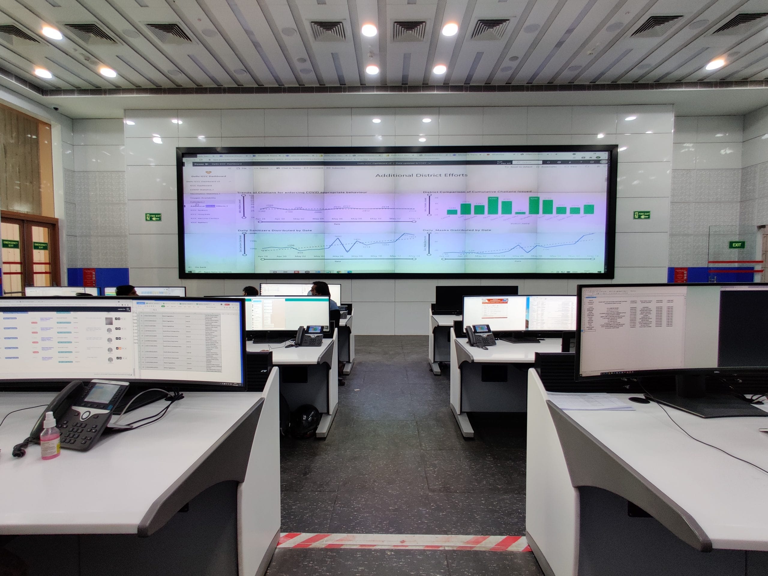 The dashboard of the Delhi Integrated Command and Control Centre at the NDMC building in New Delhi. | Photo: Reeti Agarwal/ThePrint