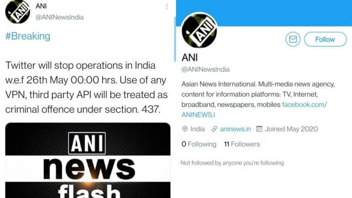 A screenshot of the fake tweet.