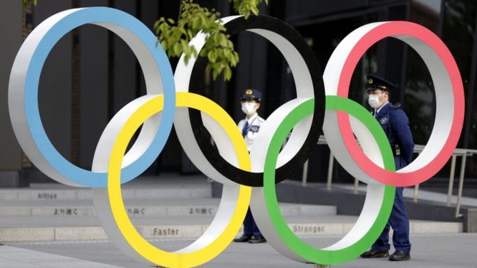 Athletes compete during an athletics test event for the Tokyo 2020 Olympic Games at the National Stadium in Japan, on 9 May 2021 | Photographer: Kiyoshi Ota | Bloomberg
