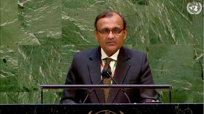 T S Tirumurti speaking at the UNGA, on 21 May 2021 | Twitter/@IndiaUNNewYork