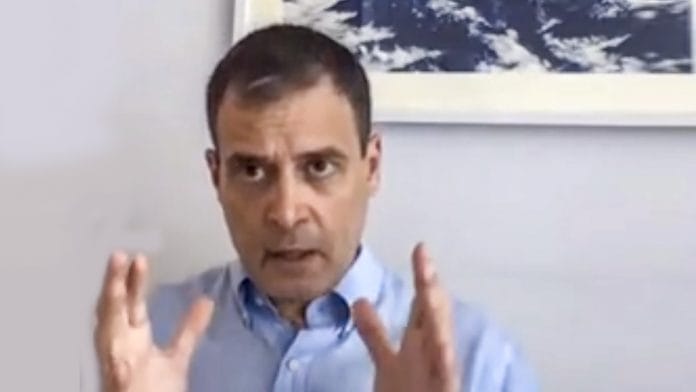 Congress leader Rahul Gandhi interacts with member of the press via video conference in New Delhi, on 22 June 2021 | PTI