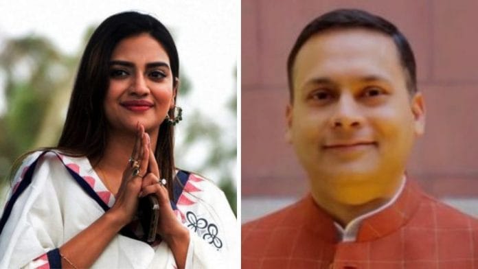 TMC MP Nusrat Jahan and BJP leader Amit Malviya | PTI and Twitter