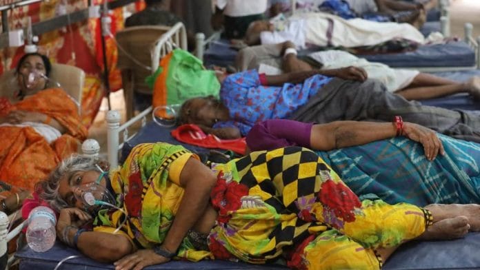 Patients at the Covid ward in the parking lot of the Government General Hospital in Anantapur | Photo: Manisha Mondal/ThePrint
