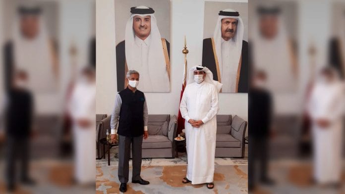External Affairs Minister S Jaishankar with Qatar's National Security Advisor Mohamed Bin Ahmed Al Mesned, on 9 June 2021 | Twitter/@DrSJaishankar