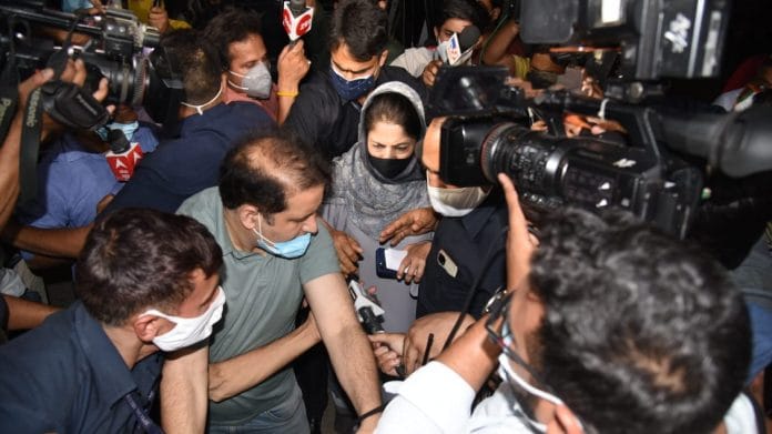 Former J&K chief minister and PDP leader, Mehbooba Mufti, at the J&K House in Delhi after meeting with Prime Minister Narendra Modi on 24 June | Photo: Suraj Singh Bisht/ThePrint