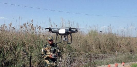 A BSF trooper operates a drone near Chenab river, Akhnoor, in Jammu, in this February 2021 image | Representational photo | ANI